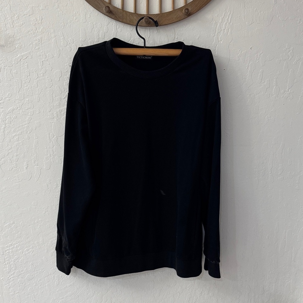 Amazon Ticticmimi Black Pullover Sweater Crew Neck Two Side Pockets Medium